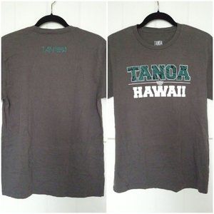 TANOA HAWAII SAMOA Mens S/S 2-Sided Graphic Logo T-Shirt M Gray Grey Cotton